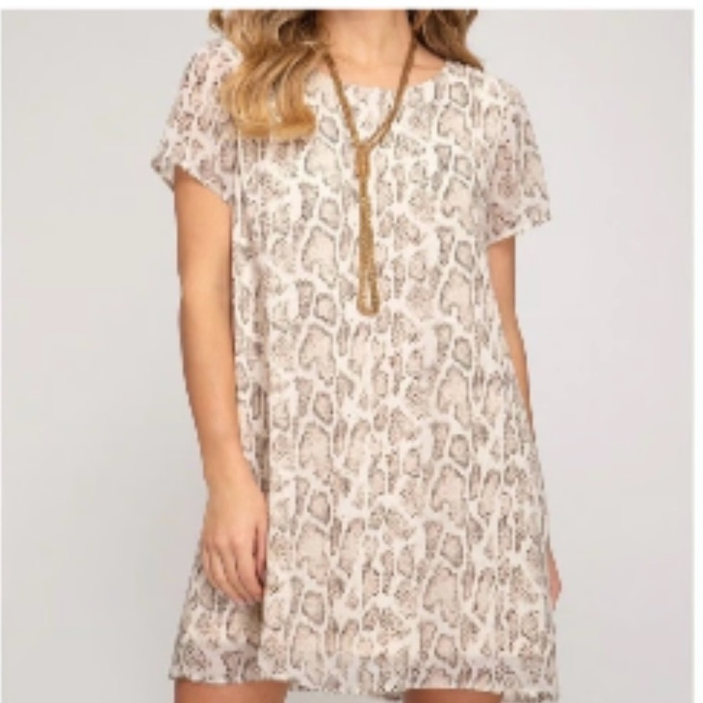 She + Sky Python Snake Print Shift Dress